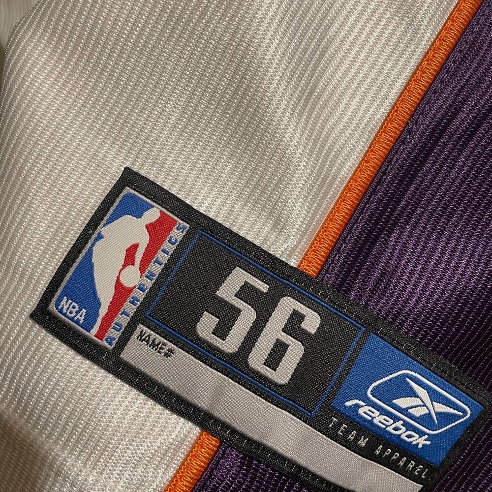 Vintage Reebok White and Purple Jersey with Orange Trim - Picture 6 of 10